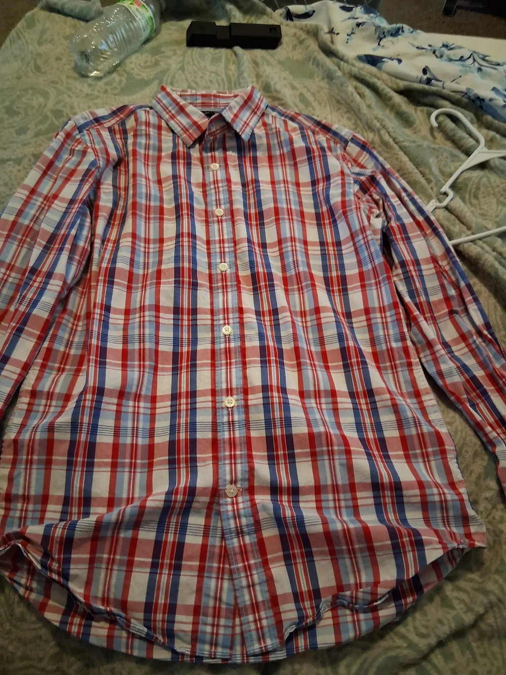 Banana Republic Red, Blue & White Plaid Button-Down Shirt